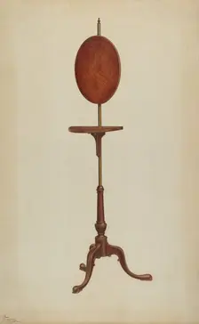Pole Screen and Candlestand, 1940. Creator: Rolland Livingstone