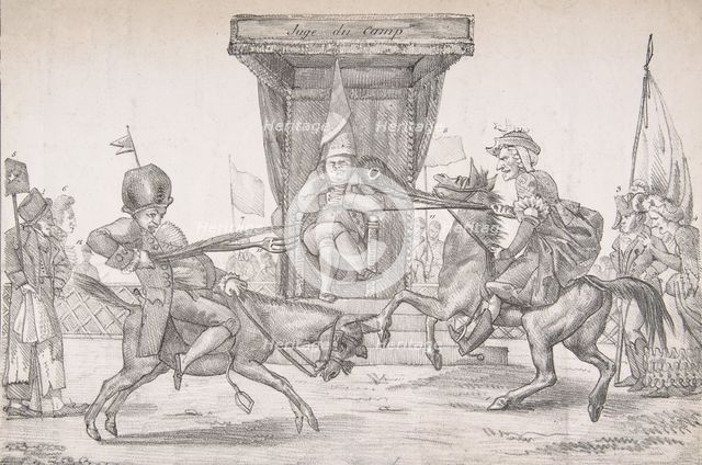 Polemical Duel between Lady Quotidienne and Sir Journal de Paris, 1821., 1821. Creator: Eugene Delacroix.