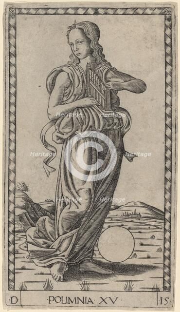 Polimnia (Polyhymnia), c. 1465. Creator: Master of the E-Series Tarocchi.