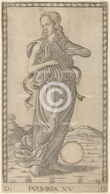 Polimnia (Polyhymnia), c. 1465. Creator: Master of the E-Series Tarocchi.