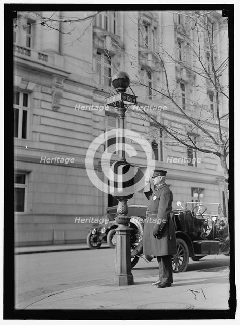Police call box, D Street, between 1911 and 1920. Creator: Harris & Ewing.