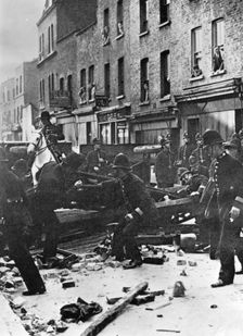 Police dismantle an anti-Fascist barricade, East London, 4th October 1936