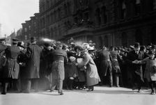Police keeping crowd back, St. Patricks Day, 1913. Creator: Bain News Service