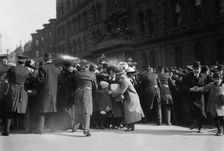 Police keeping crowd back, St. Patricks Day, 1913. Creator: Bain News Service