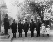 Police "roll call inspection" at the White House, 1902. Creator: Frances Benjamin Johnston