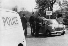 Police stand guard at Viscount Linley's school, 28th April 1970. Creator: Unknown