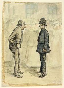 Policeman and Tramp, 1898. Creator: Philip William May