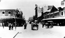 Policeman directs traffic at the intersection of Queen and Edward St, Brisbane, Queensland, c1908. Creator: Unknown