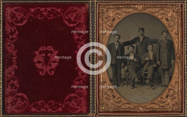 Policeman Posing with Four "Collared" Thugs, ca. 1875. Creator: Unknown.