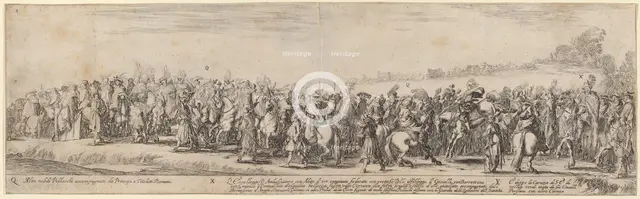 Polish Nobles, His Excellency the Ambassador, and His Carriage, 1633. Creator: Stefano della Bella.