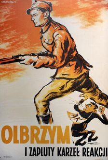 Polish communist propaganda poster showing soldier of communist Armia Ludowa..., post-WWII. Creator: Unknown