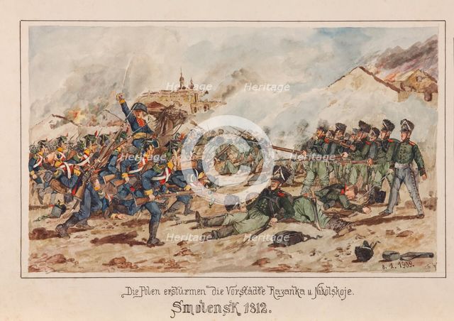 Polish forces storm the suburbs of Smolensk in 1812.