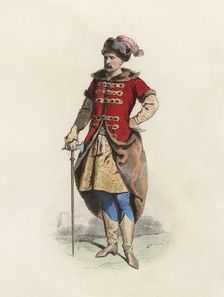 Polish gentleman, in the modern age, color engraving 1870