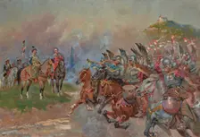 Polish Hussars Parading in Front of King John III Sobieski, 1924. Creator: Wojciech Kossak