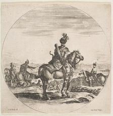 Polish horseman with a bow and arrow, seen from behind with his horse facing right, a ..., ca. 1651. Creator: Stefano della Bella