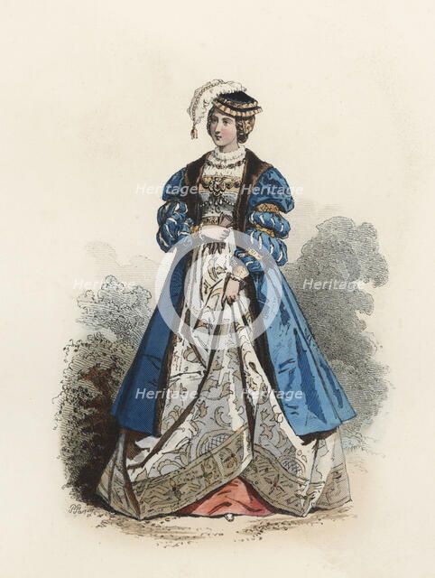 Polish Princess, in the modern age, color engraving 1870.