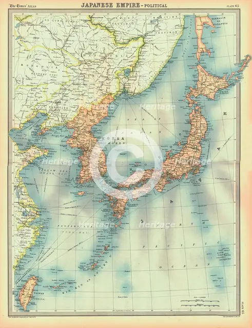 Political map of the Japanese Empire, early 20th century. Artist: Unknown.