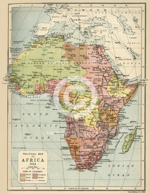'Political Map of Africa, 1914', (1920). Creator: John Bartholomew & Son.