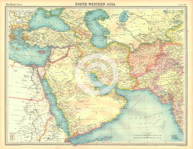 Political map of South Western Asia. Artist: Unknown.