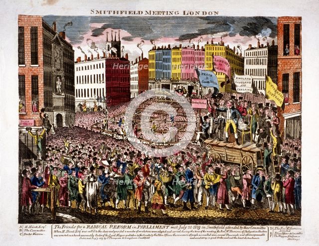 Political meeting at Smithfield, London, 1819. Artist: Anon