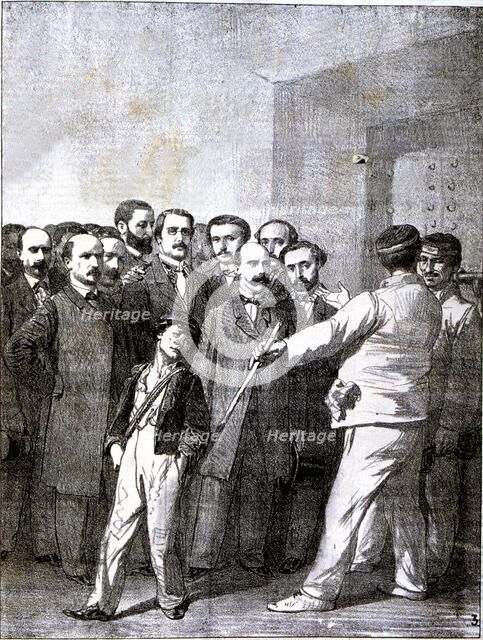 Political cartoon in the newspaper 'Gil Blas' on the conflict in the press.