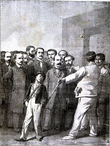 Political cartoon in the newspaper Gil Blas on the conflict in the press