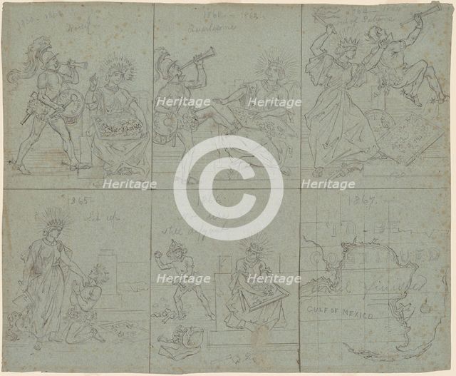 Political Cartoon of the American Civil War, 1860s. Creator: Emanuel Gottlieb Leutze.