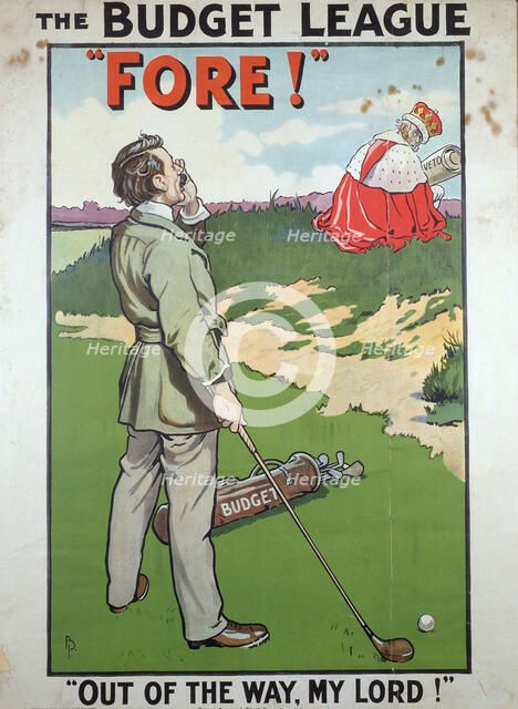 Political poster for The Budget League, British, 1910. Artist: Unknown