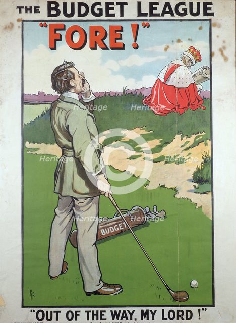 Political poster for The Budget League, British, 1910. Creator: Unknown.