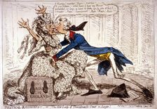 Political ravishment, or the Old Lady of Threadneedle Street in danger! 1797. Artist: James Gillray