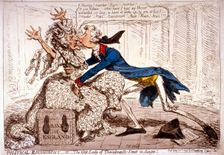 Political ravishment, or the Old Lady of Threadneedle Street in danger! 1797. Artist: James Gillray