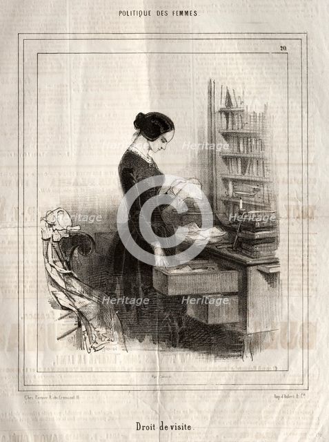 Politique des Femmes: Droit de visite, 1843. Creator: Paul Gavarni (French, 1804-1866).
