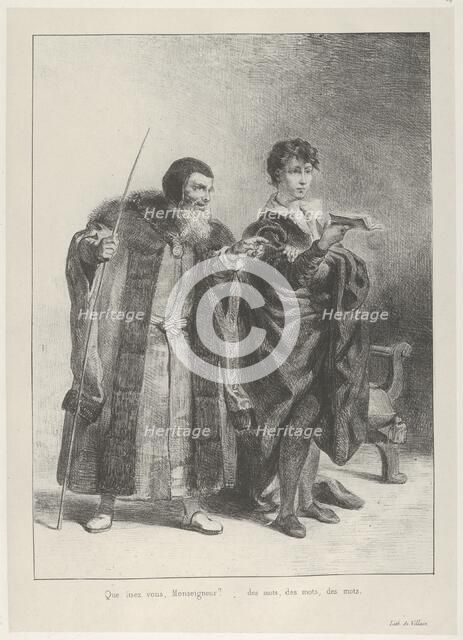 Polonius and Hamlet, 1834-43., 1834-43. Creator: Eugene Delacroix.