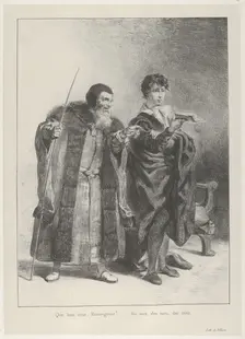 Polonius and Hamlet, 1834-43., 1834-43. Creator: Eugene Delacroix