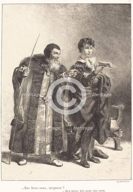 Polonius and Hamlet (Act II, Scene II), 1834/1843. Creator: Eugene Delacroix.