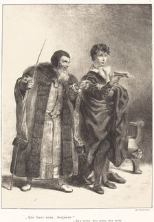Polonius and Hamlet (Act II, Scene II), 1834/1843. Creator: Eugene Delacroix