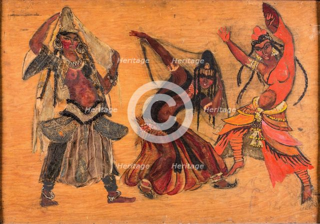 Polovtsian Maidens. Costume design for the opera Prince Igor by A. Borodin, 1934. Creator: Fyodor Fyodorovsky.