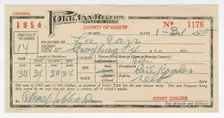 Poll tax receipt for Lee Carr from Hardin County, Texas, 1955. Creator: Unknown