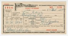 Poll tax receipt for Lee Carr from Hardin County, Texas, 1955. Creator: Unknown