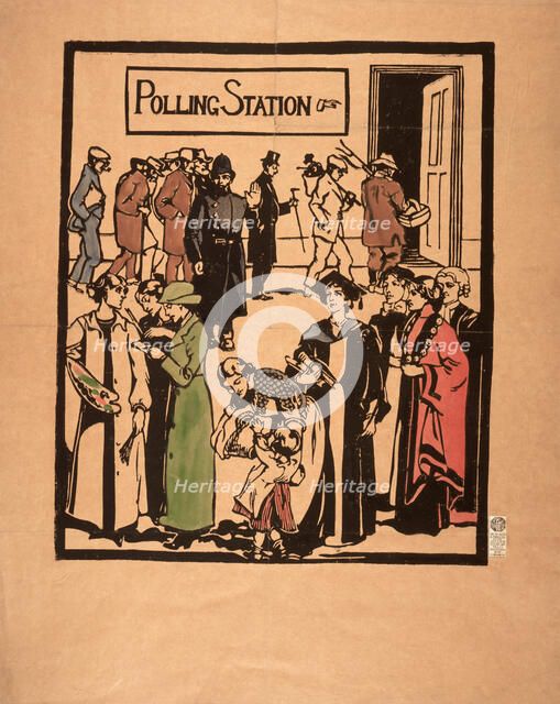 Polling station poster, c1910. Artist: Unknown