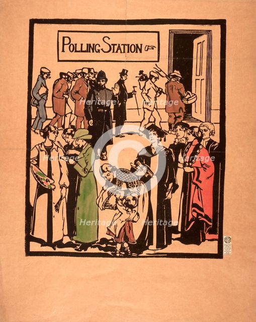 Polling station poster, c1910. Creator: Unknown.