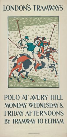 Polo at Avery Hill London County Council (LCC) Tramways poster, 1923. Artist: Howard Spear