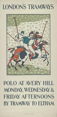 Polo at Avery Hill London County Council (LCC) Tramways poster, 1923. Artist: Howard Spear