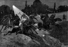 Polo-match by electric light at the Ranelagh Club, 1880. Creator: W. I. Mosses