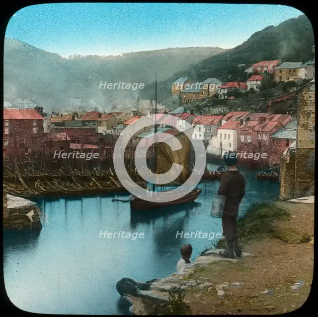 Polperro, Cornwall, late 19th or early 20th century.  Artist: Church Army Lantern Department