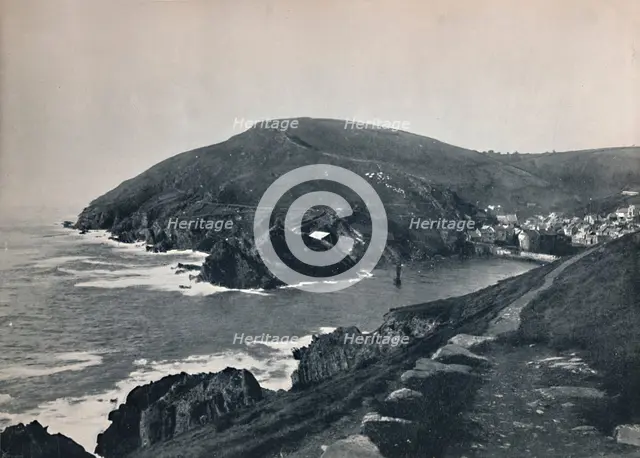 'Polperro - The Inlet and the Village', 1895. Artist: Unknown.