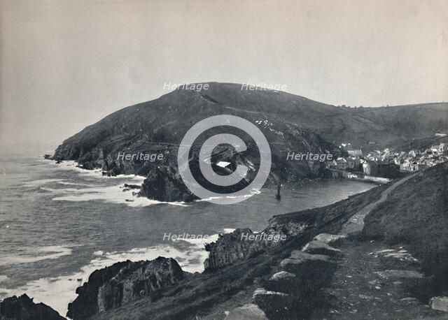 'Polperro - The Inlet and the Village', 1895. Artist: Unknown.