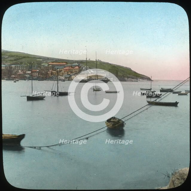 Polruan from Fowey, Cornwall, late 19th or early 20th century.  Artist: Church Army Lantern Department