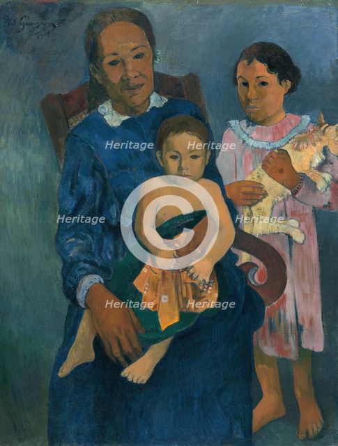 Polynesian Woman with Children, 1901. Creator: Paul Gauguin.