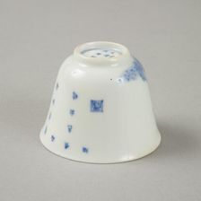 Polychrome and underglaze blue month cup with enamel decoration, 1980s
